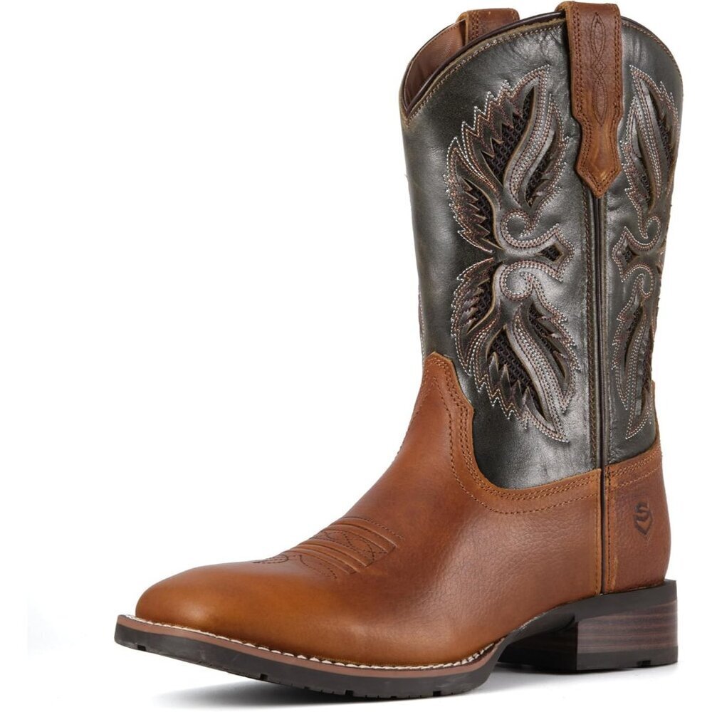 Men’s Rowdy Rust Square Toe Leather Boot Durable 10-inch Pull-on Wellington Boot